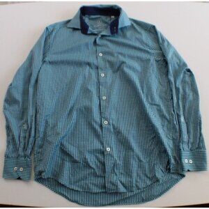 Bugatchi Uomo Men's Plaid Button Down Shirt‎ Size 16.5 34/35